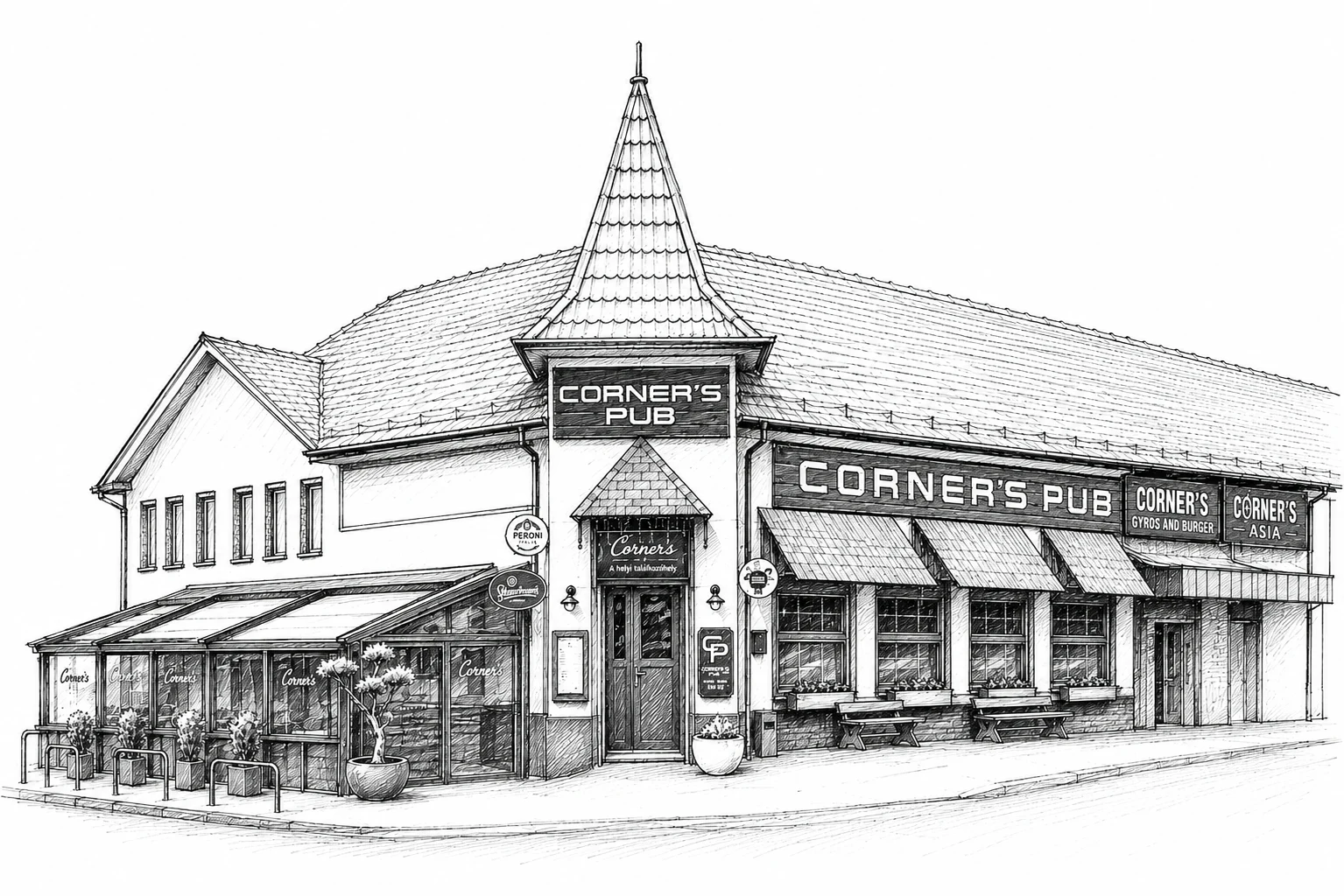 A Corner's Pub épülete