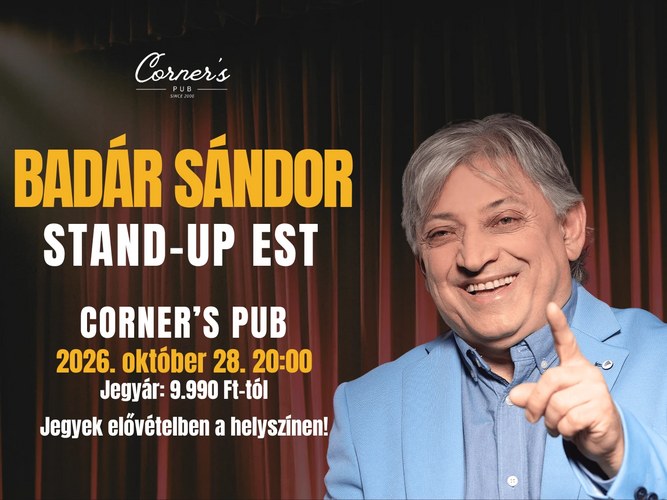 Badár Sándor stand-up est — Corner's Pub, 2026. október 28.